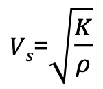 <p><span style="line-height: normal;"><span>K = </span></span>bulk modulus</p><p>ρ = density of medium (kg/m³)</p>