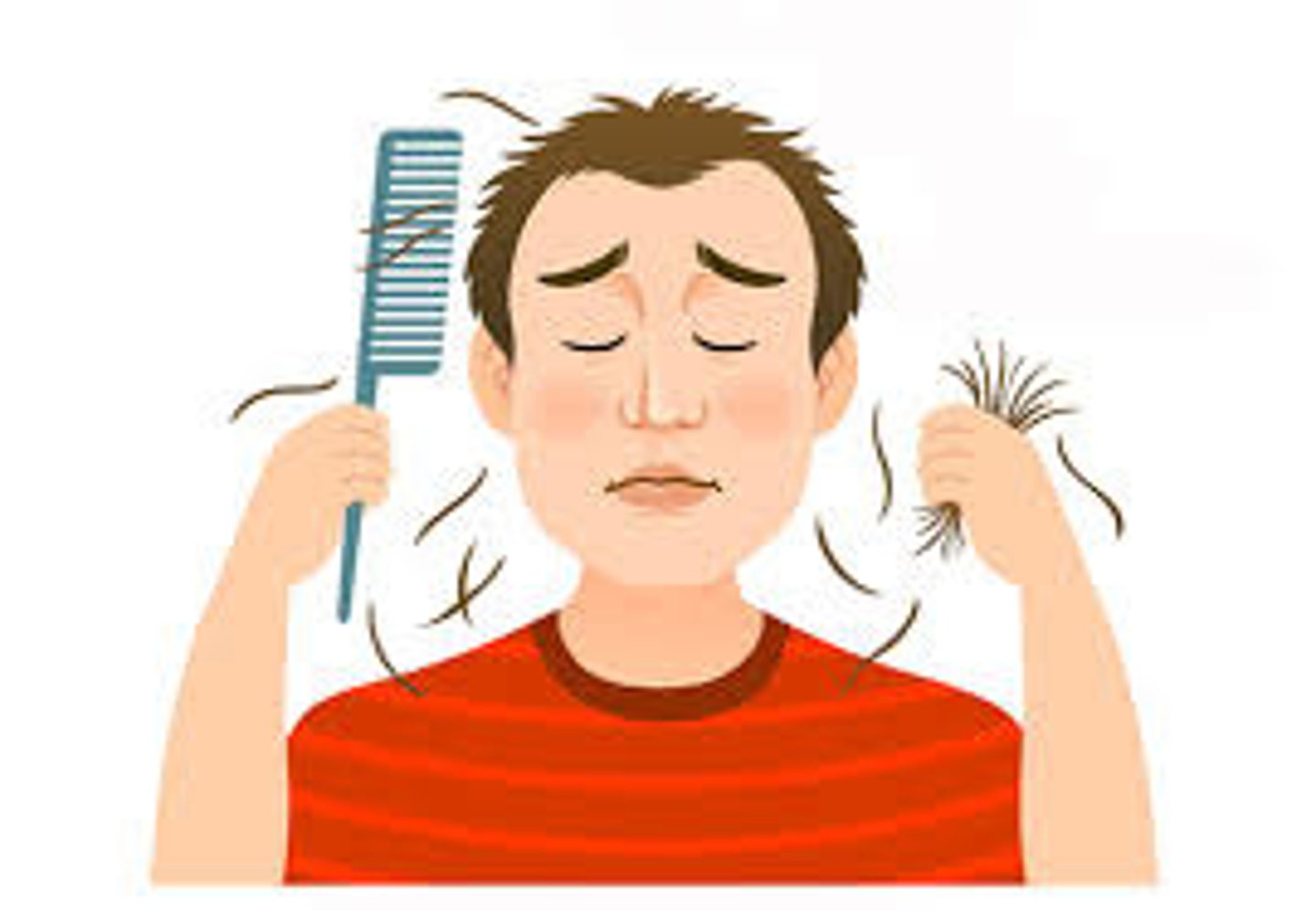 <p>hair falls out, to lose hair</p>
