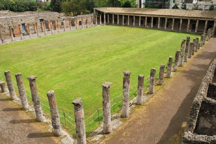 <p>A public place for athletic training in ancient Greece, typically part of a larger gymnasium complex.</p>