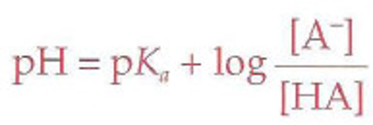 <p>Change of 1 pH = 10× concentration ratio shift</p><p>Not valid if [HA] or [A⁻] = 0</p>