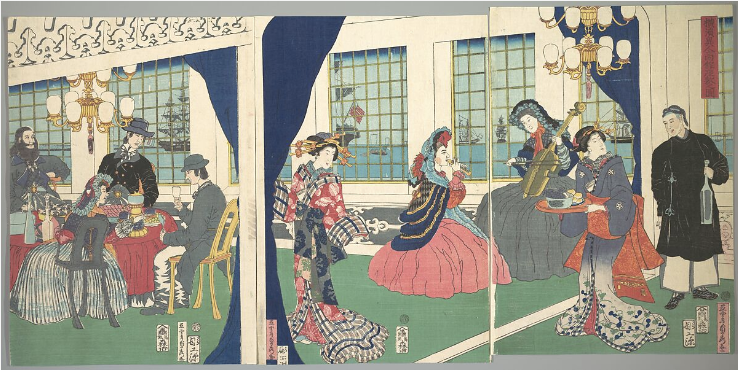 <p>Foreigners in the Drawing Room of Foreign Merchant’s House in Yokohama</p>