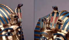 a representation of a sacred serpent as an emblem of supreme power, worn on the headdresses of ancient Egyptian deities and sovereigns