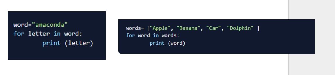 <p> <span style="color: rgb(255, 105, 105);">executes the code contained within it only for a specific number of times. </span>This "number of times" is determined by a sequence or an ordered list of things.</p><p>when it's implemented,<span style="color: rgb(84, 123, 255);"> executes a piece of code over and over again "for" a certain number of times,</span> based on a sequence.</p><p></p>
