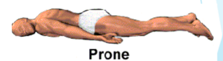 <p>Lying face down</p>