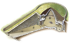 <p>A temple with a circular plan. Also, the burial chamber of a tholos tomb.</p>