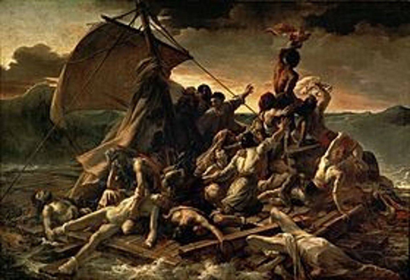 <p>Théodore Géricault ; composition oblique espoir/désespoir, réalisme cru</p>
