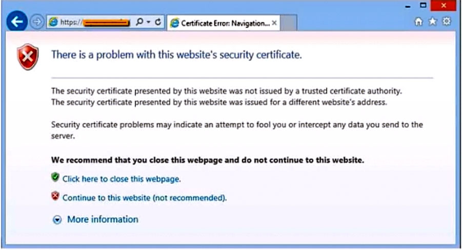 <p>After clicking on a link in an email, a Chief Financial Officer (CFO) received the following error:<br><br>The CFO then reported the incident to a technician. The link is purportedly to the organization's bank. Which of the following should the technician perform FIRST?</p><ul><li><p><span>A. </span>Update the browser's CRLs.</p></li><li><p><span>B. </span>File a trouble ticket with the bank.</p></li><li><p><span>C. </span>Contact the ISP to report the CFO's concern.</p></li><li><p><span>D. </span>Instruct the CFO to exit the browser.</p></li></ul><p></p>