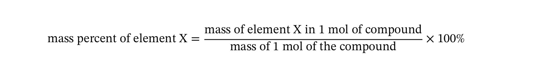 <p>Mass percent or mass percent composition  (4.10) </p>