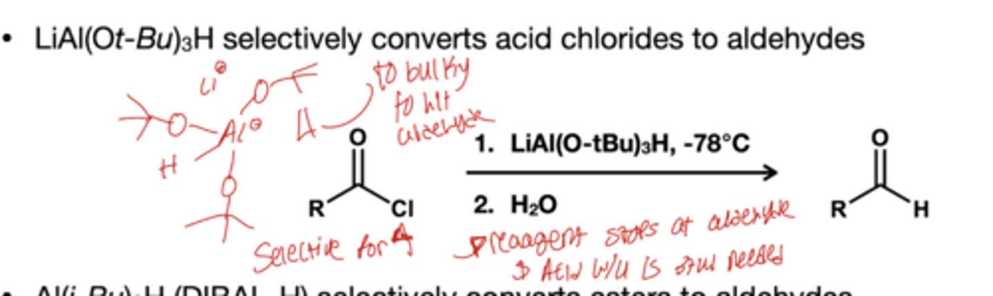 <p>1.) LiAl(O-tBU)3H, -78 degree celcius</p><p>2.) H2O</p>
