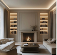 <p> a light behind a board</p><p>mounted into the ceiling washes light down</p><p>onto the wall.</p>