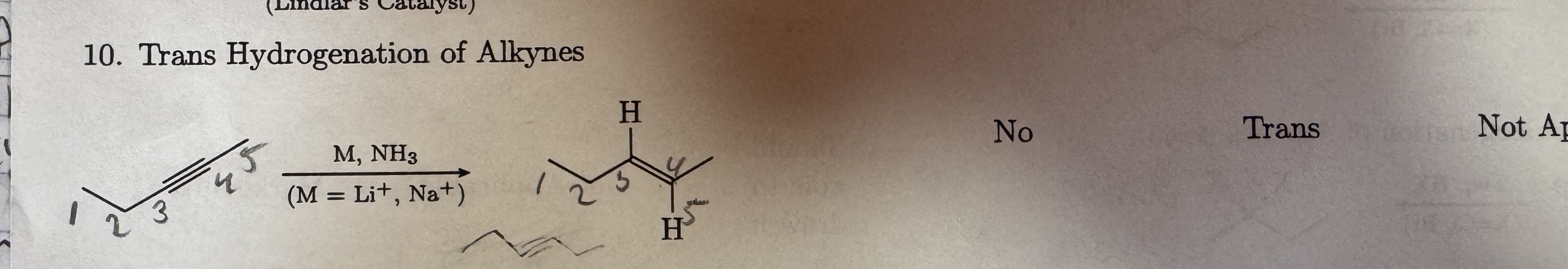 <p>Trans Hydrogenation of Alkynes</p><p></p>