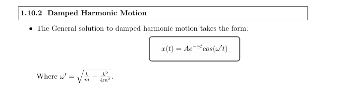 <p>gamma = b/2m where b is damping const</p>