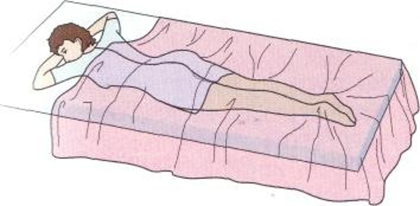 <p>lying face down. Never transport like this unless necessary.</p><p>i.e. Burns on back, cleaning bowel movement, etc</p><p>Must constantly checking ABC's</p>