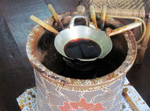 <ul><li><p>metal pot for wax to stay liquid</p></li><li><p>tool used in making Batik</p></li></ul><p></p>