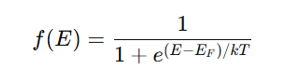 <p>where:</p><ul><li><p>f(E) = Probability of an energy state EEE being occupied by an electron</p></li><li><p>E_F<span style="font-family: Arial, sans-serif">​</span> = Fermi energy</p></li><li><p>k = Boltzmann constant</p></li><li><p>T = Temperature</p></li><li><p><strong>Higher T → More electrons excited to conduction band.</strong></p></li></ul><p></p>