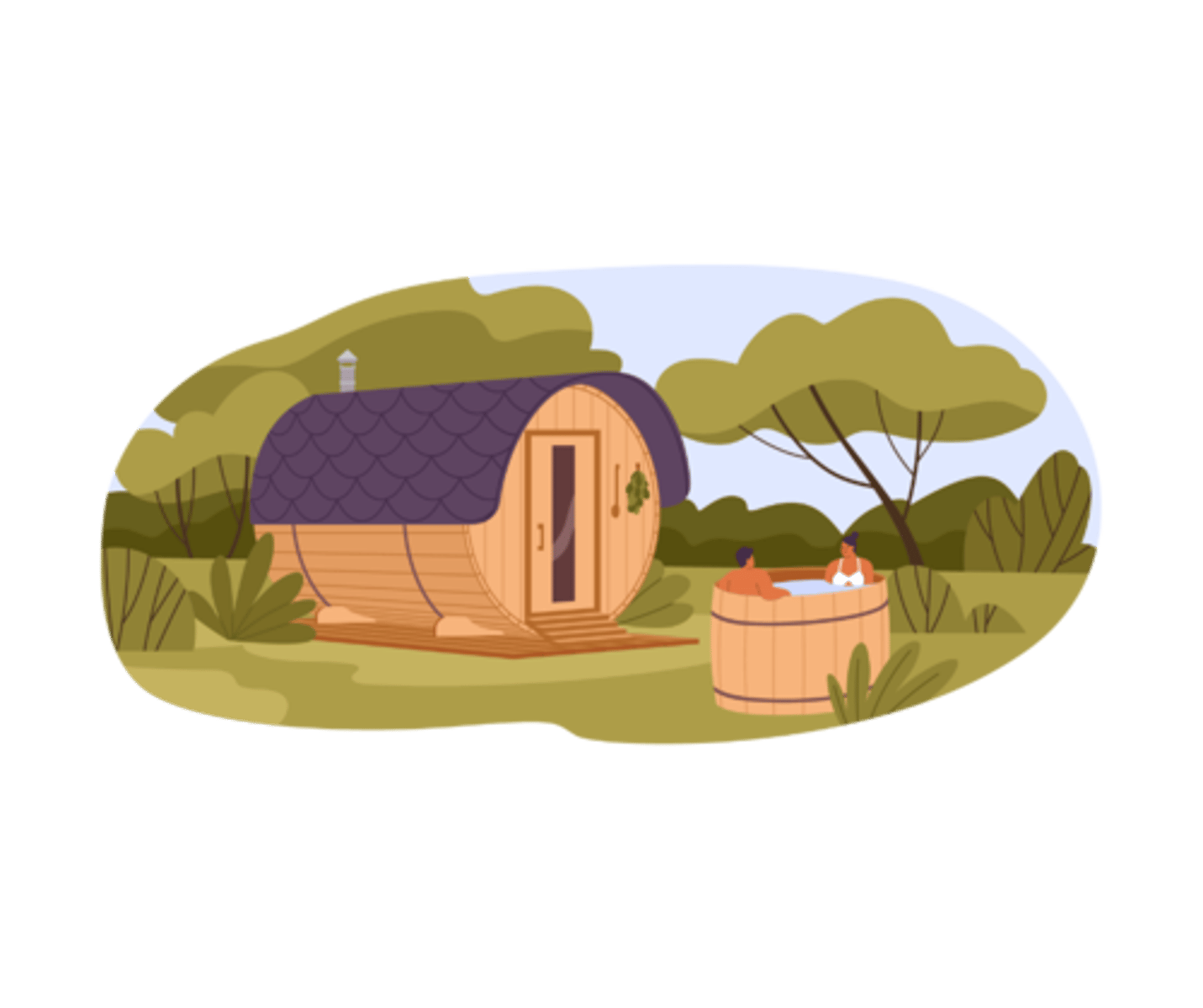 <p>To stay overnight in a small wooden house, usually in nature or near a lake.</p><p>We’re going to _______________ near the forest for two nights.</p>