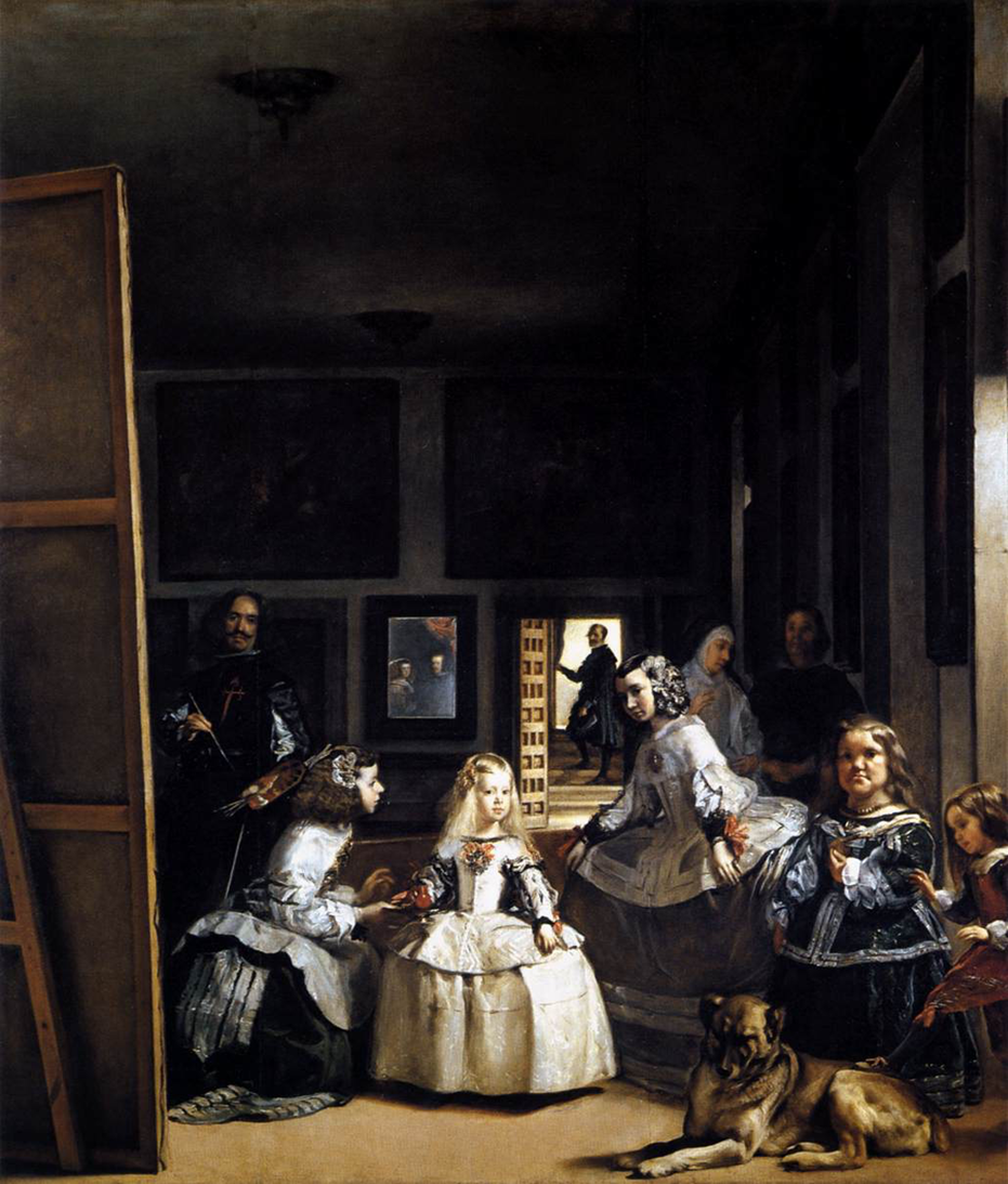 <p><span>How does Las Meninas show Velázquez’s ambitions as a painter? What is the subject matter(s) of this painting? What sign is upon his chest?</span></p><p><span>-He’s in the scene</span></p><p><span>-The ladies in waiting (Las meninas)</span></p><p><span>-Order of Santiago (cross added by Phillip IV)</span></p>