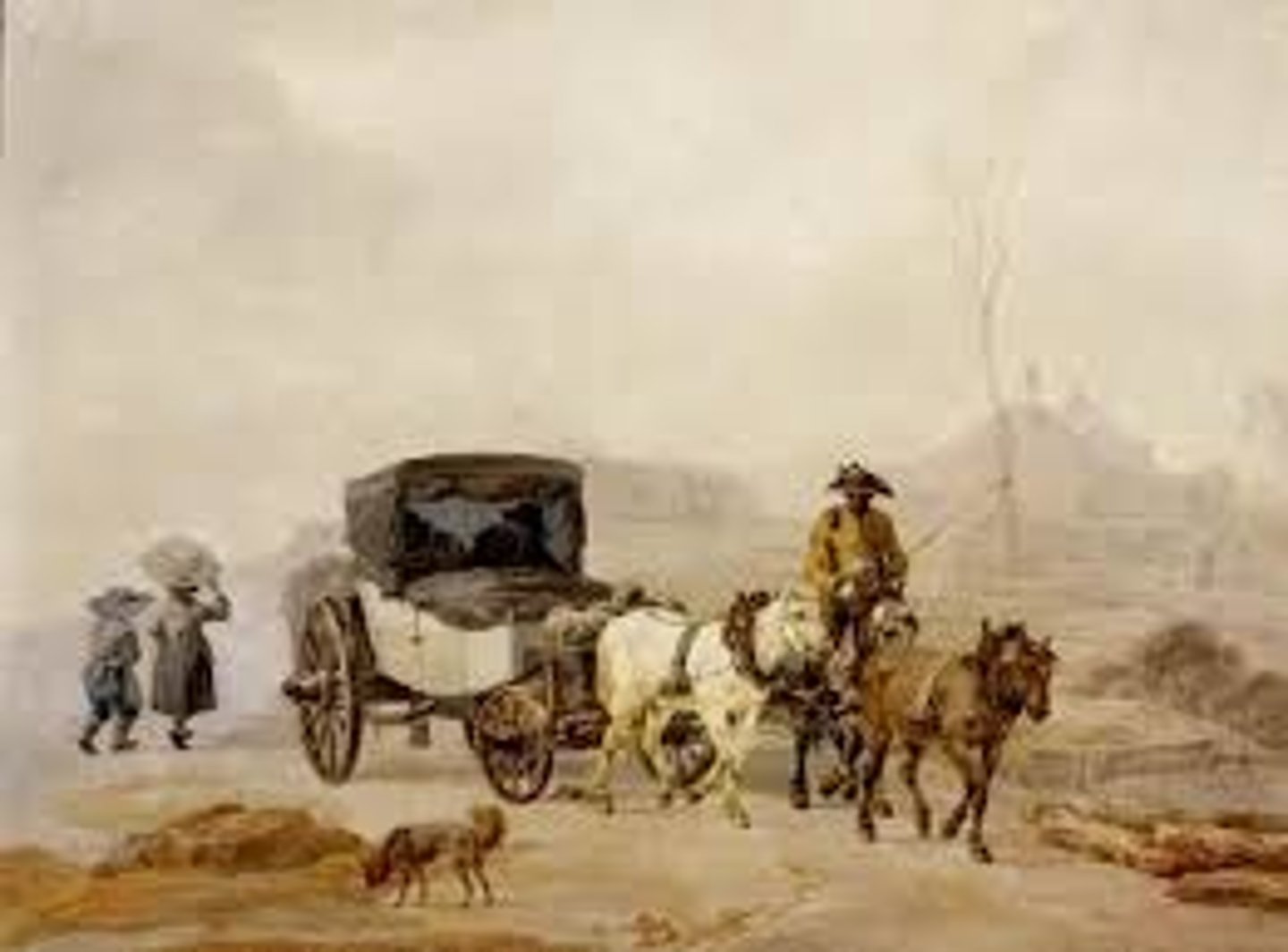 <p>a postillon (person who rides a horse that pulls a horse-drawn vehicle)</p>