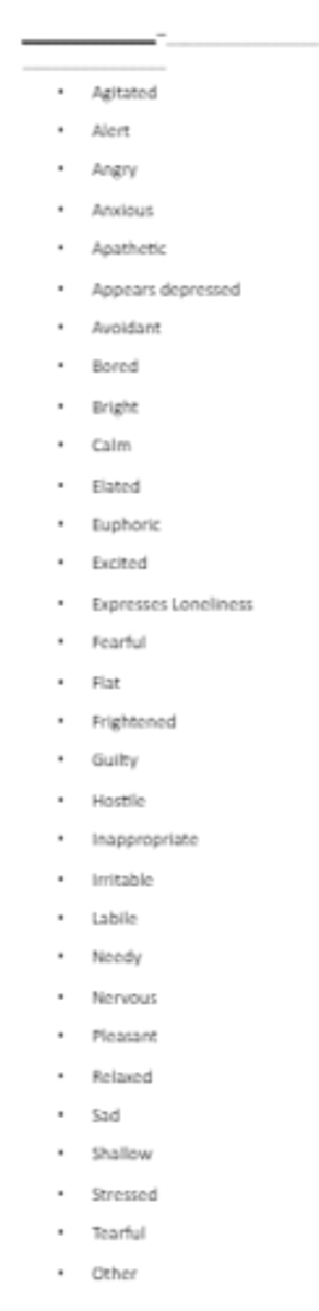 <p>Emotion displayed, What is observed</p>