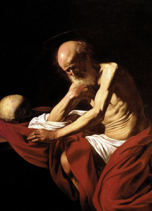 <p>Caravaggio, St. Jerome in Meditation,1605</p>