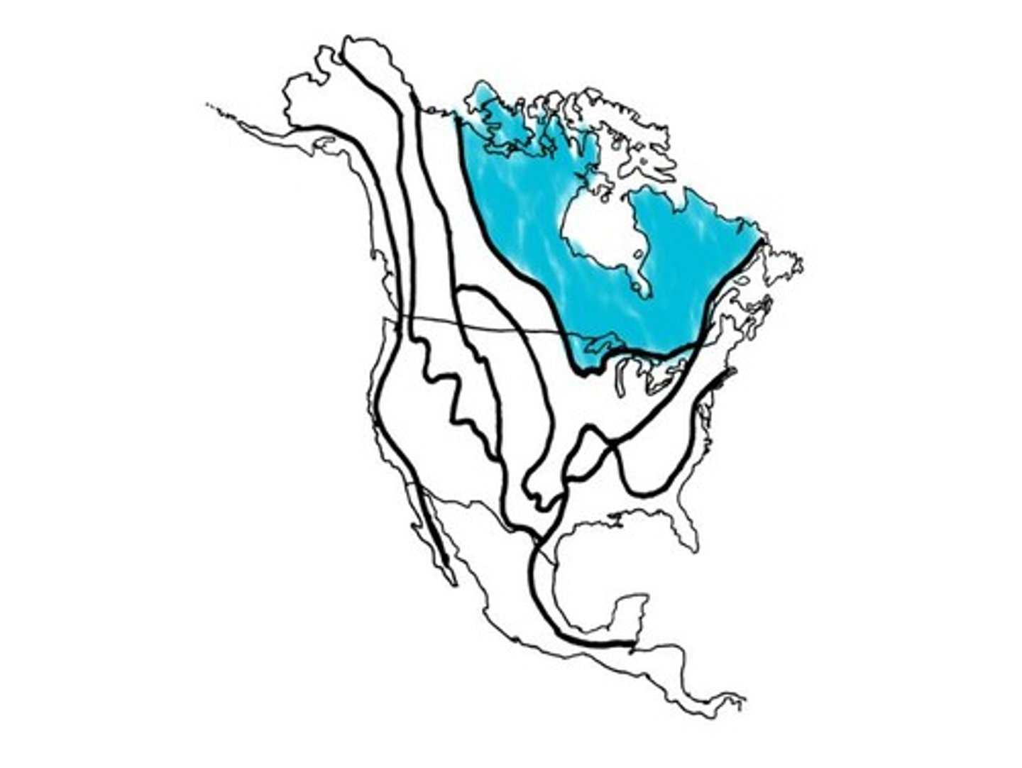<p>a U-shaped region of ancient hilly rock that curves around the Hudson Bay</p>