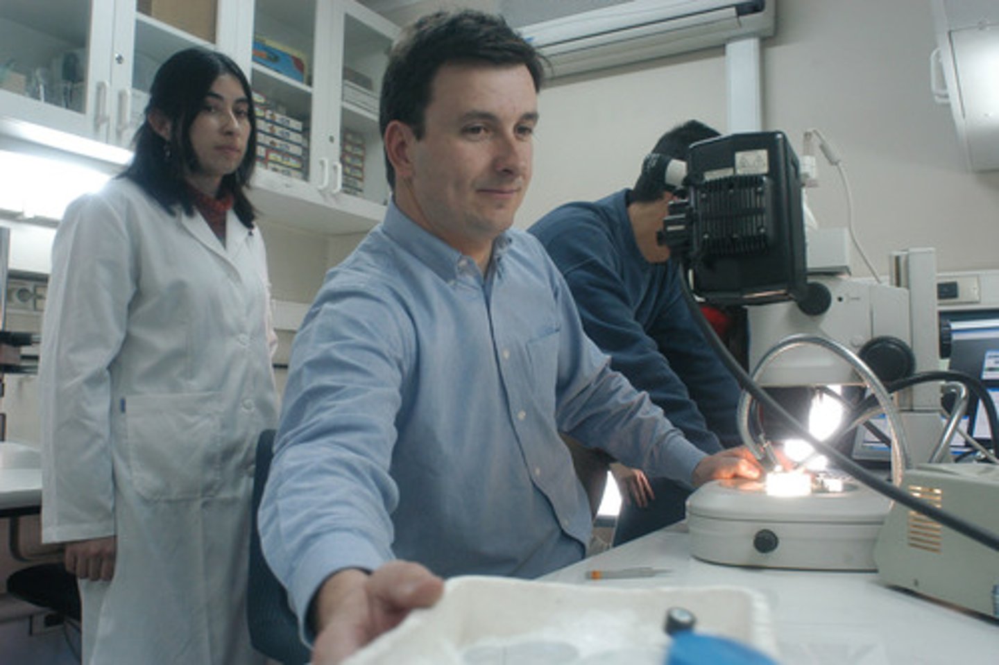 <p>the male researcher</p>