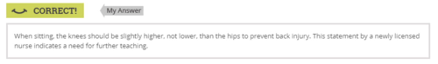 <p>When sitting, keep the knees slightly lower than the level of the hips</p>