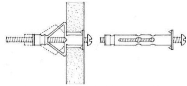 <p>Same as expansion shields. An anchoring device having an expandable socket that swells as a bolt is tightened into it; used in masonry walls for attaching timber, etc.</p>