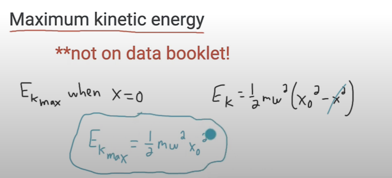 <p>Substitute 0 into kinetic energy formula, as kinetic energy is maximum at 0 displacement (equilibrium). </p><p>This is also equal to total energy.</p>