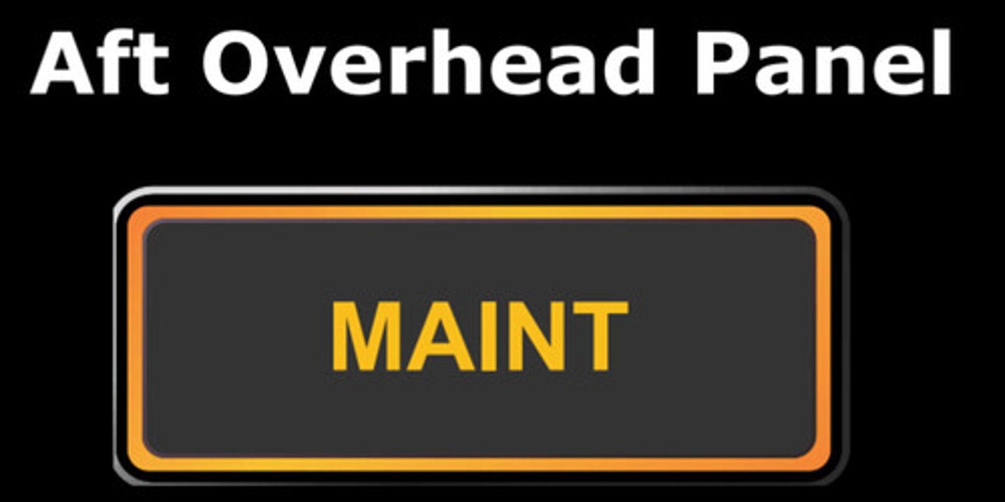 <p>The illumination of the amber MAINT light on the aft overhead panel indicates that a system fault exists that must be reviewed by Maintenance</p><p>This light is not to be confused with the magenta MAINT menu tab located on the MFD Systems (SYS) page.</p>