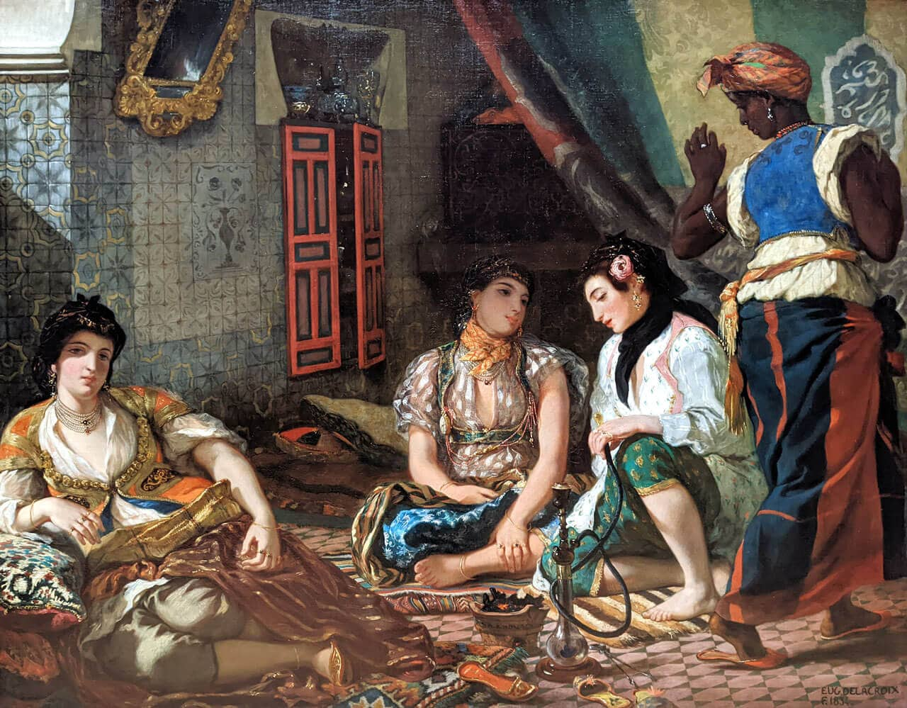 <p>Orientalist. Glimpse of a world not viewed by Westerners. “Lazy” Western baised. No lessons from the painting. Vibrant colors. </p>