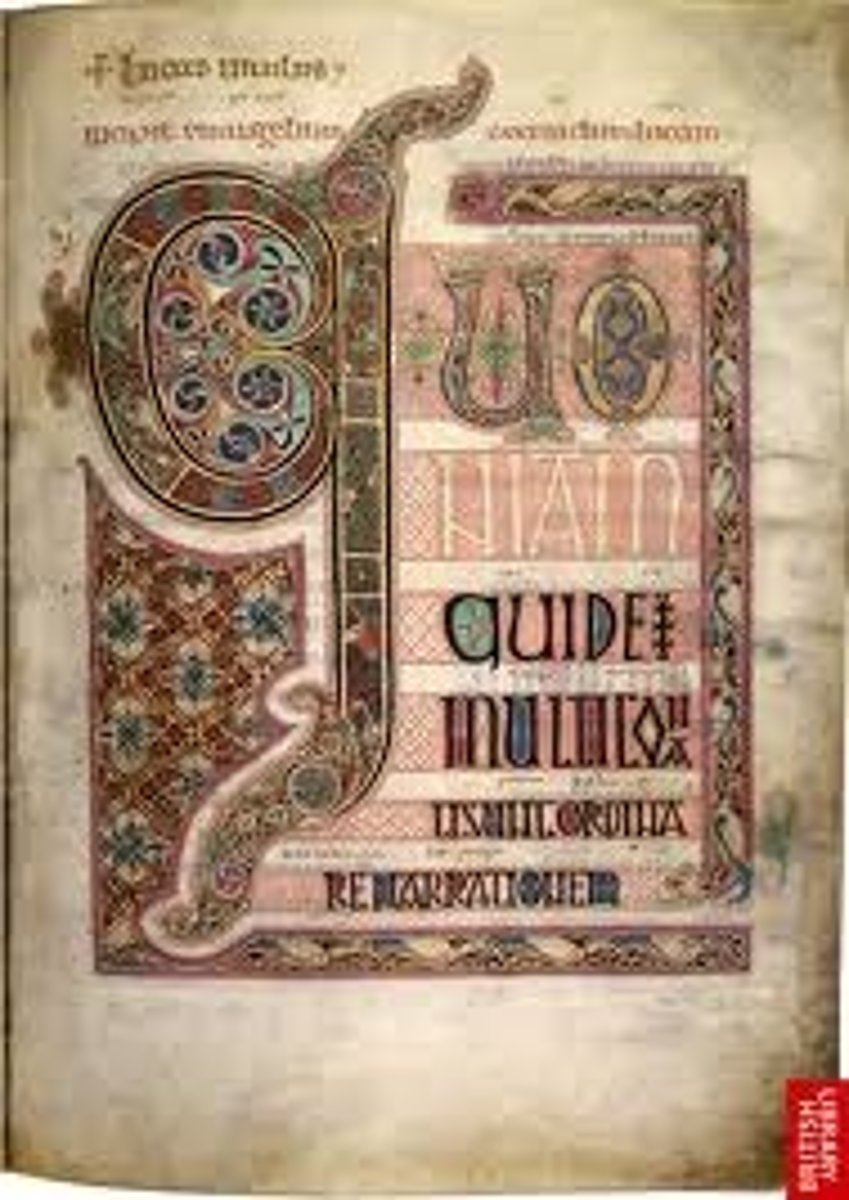 <p>Early medieval (Hiberno Saxon) Europe</p><p>c. 700 C.E.</p><p>Illuminated manuscript (ink, pigments, and gold on vellum)</p>