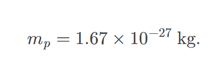 <p>approximately 1.67 x 10^-27 kg </p>
