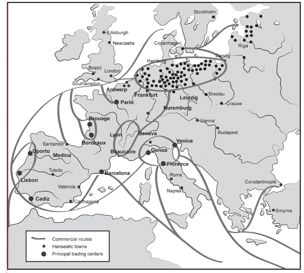 Trade Routes of Hanseatic League - 13th to 15th century
