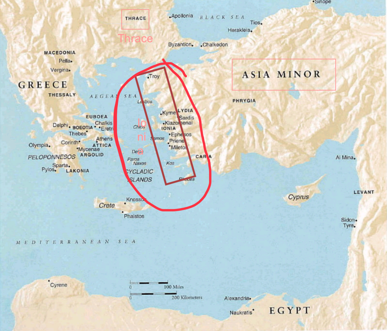 <p>Western Coast of modern-day Turkey.</p>