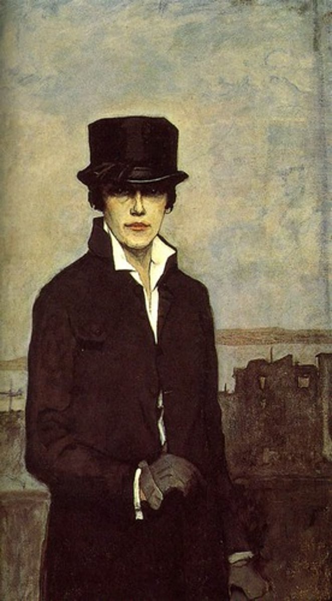 <p>In her Self-Portrait, Brooks presents herself as independent, controlled, and androgynous. Dressed in masculine clothing with a dark, muted palette, she rejects traditional feminine ideals and instead emphasizes strength and self-possession. Her direct gaze and reserved expression communicate confidence and autonomy, suggesting a carefully constructed identity. The portrait reflects her position as gender nonconforming and subtly conveys her queer identity, while also asserting her authority as an artist.</p>