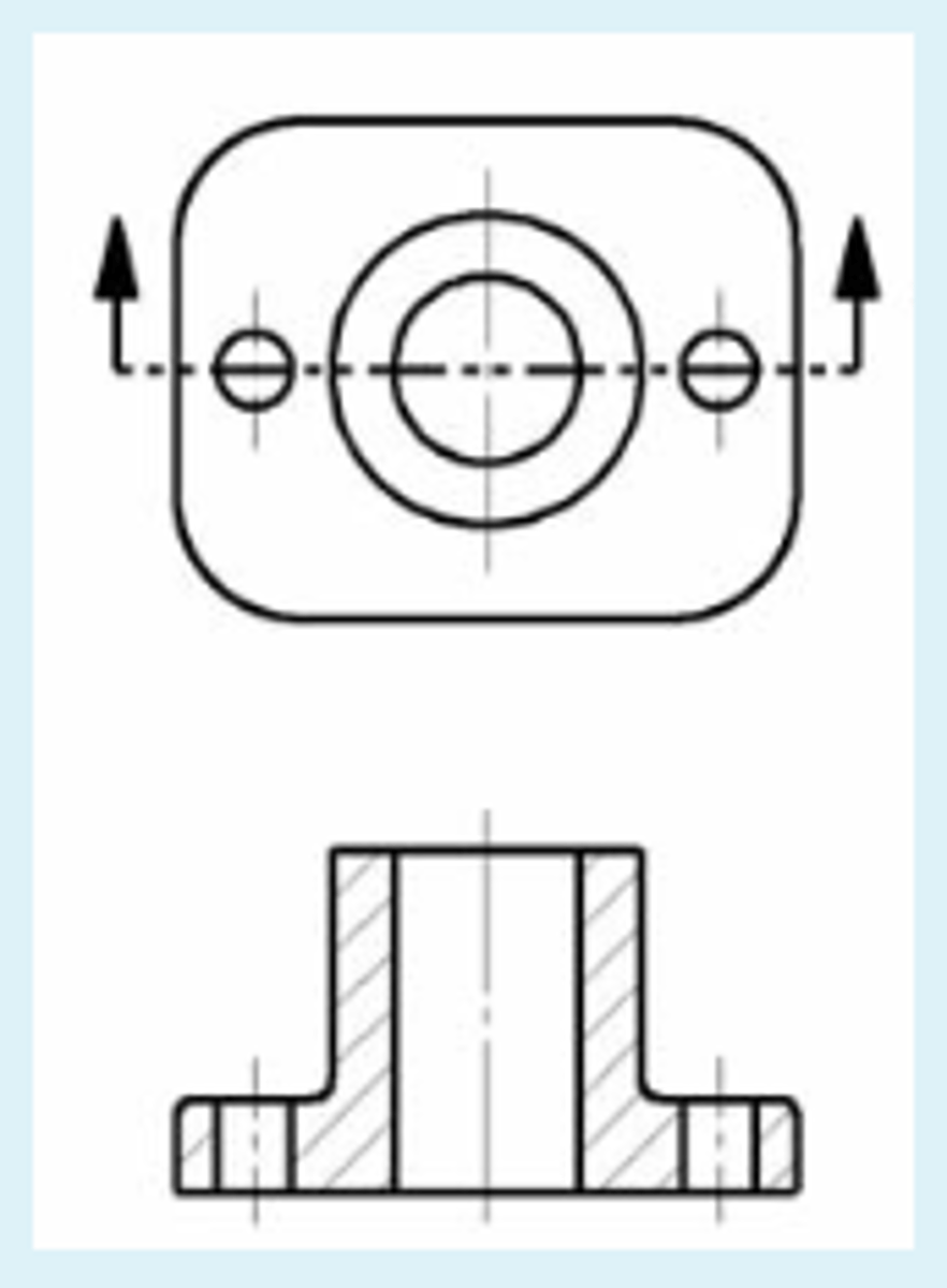 <p>The direction from which the section is observed, shown by arrows on the cutting plane line.</p>