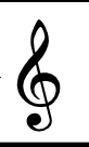 <p>A symbol that designates the second line of the staff as G, indicating higher pitches.</p>