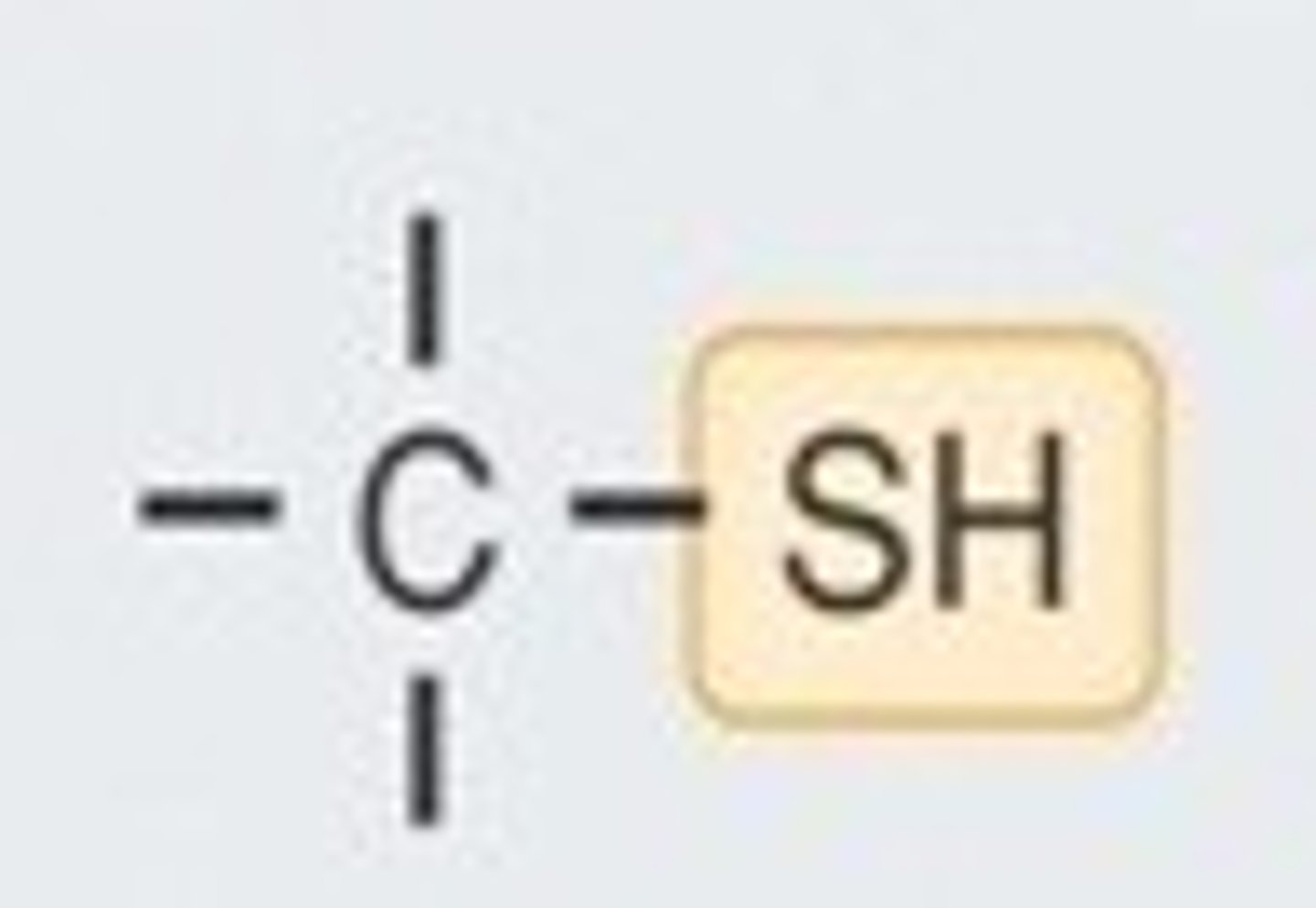 <p>A functional group consisting of a sulfur atom bonded to a hydrogen atom (—SH).</p>