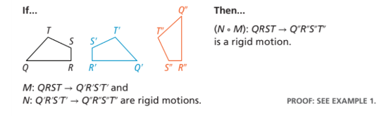 <p>The composition of two or more rigid motions is a rigid motion.</p>