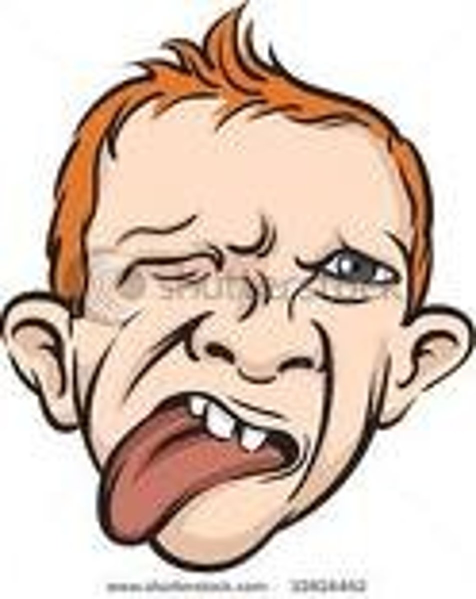 <p>A wry face, facial distortion; (v.) to make a wry face.</p>