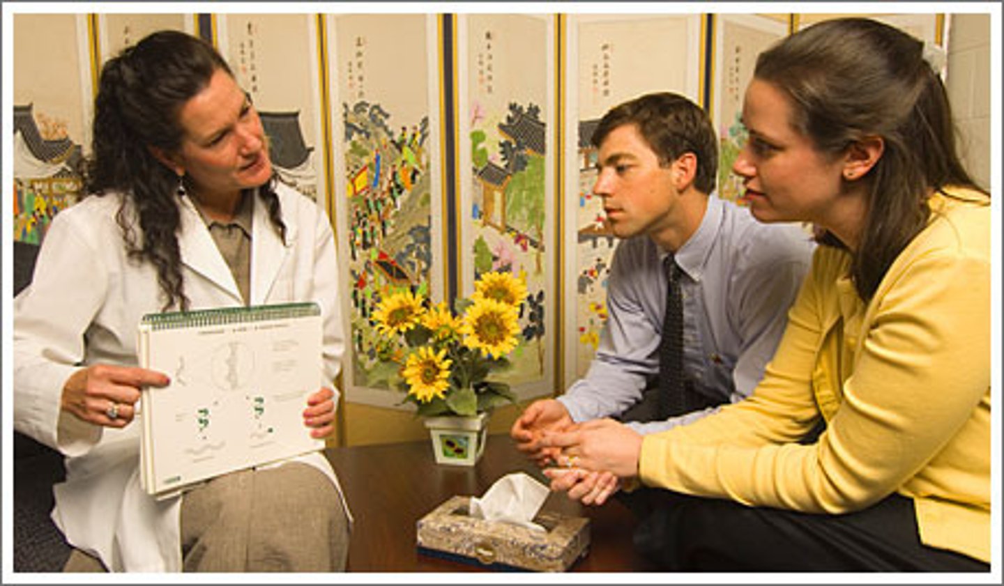 <p>A process of communication that deals with the occurrence or risk that a genetic disorder will occur in a family</p>