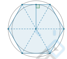 <ol><li><p>Большие диагонали делят его на 6 равных равносторонних треугольников.</p></li><li><p>Большая диагональ в два раза больше стороны.</p></li><li><p>Центры вписанной и описанной окружностей совпадают — это точка пересечения больших диагоналей.</p></li><li><p>Радиус описанной окружности равен стороне.</p></li></ol>