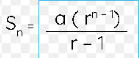 <p>(a1 * (1 - r^n)) / 1-r</p>