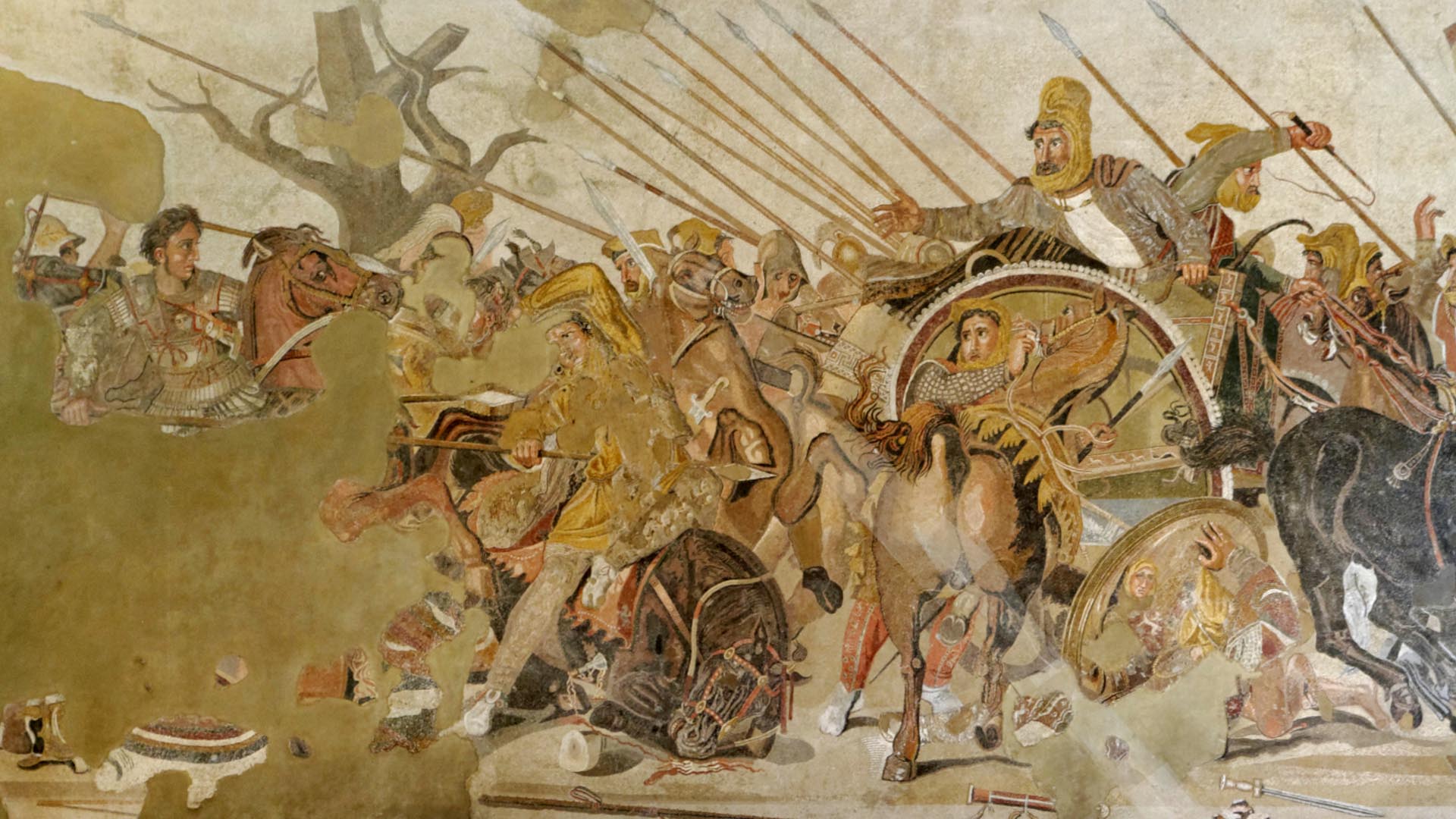 <p>Alexander Mosaic from the House of Faun - 100 BCE</p>