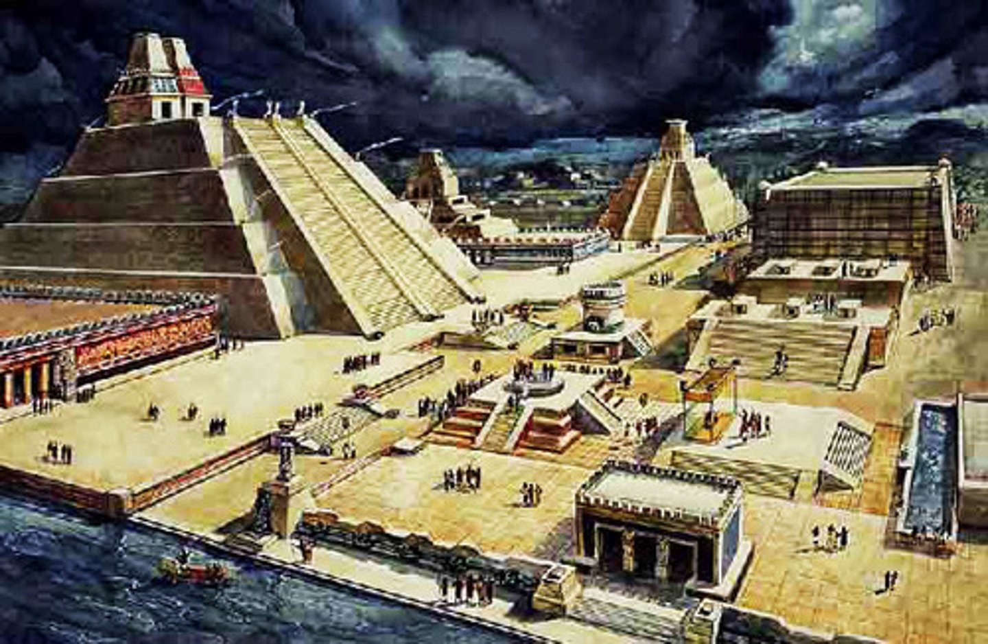 <p>Large collections of loosely linked kingdoms in what is now modern day Mexico that came to power in the 1100's. They dominated and controlled smaller native tribes but they themselves were destroyed the the Spanish invaders after 1520. Smallpox and other diseases brought by the Europeans played a large part in bringing them down and making them too weak to drive out the Spanish.</p>