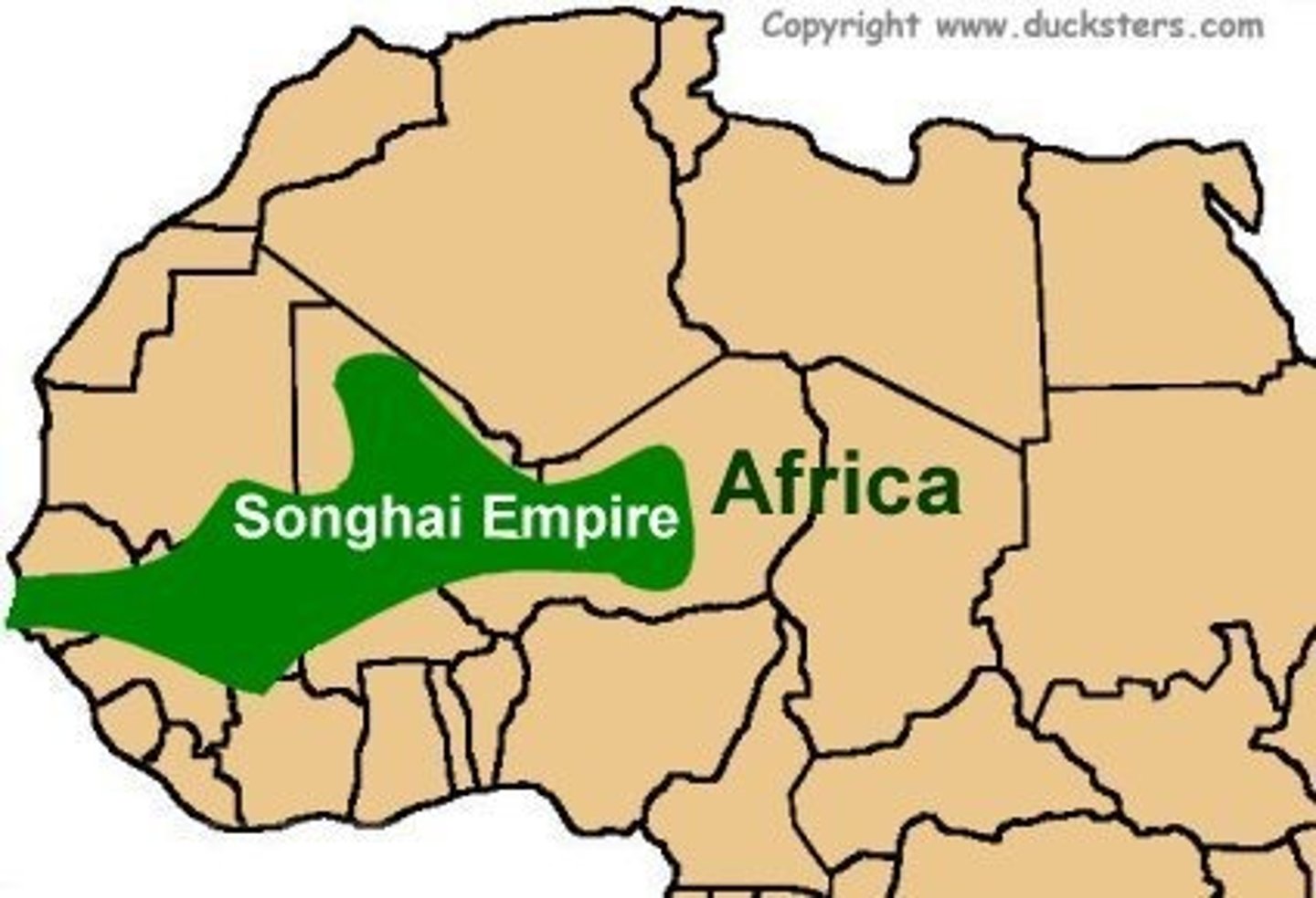 <p>the last of the medieval West African kingdom located in present-day Mali, Niger, and Nigeria to control the trans-Saharan trade network.</p>