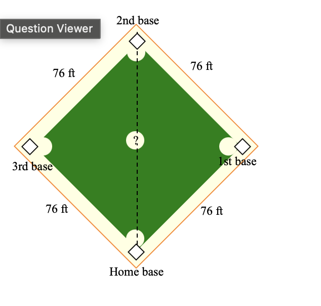 <p><span style="background-color: transparent !important;"><span>The distance from home plate to second base is </span></span><span style="line-height: 1.25; background-color: var(--acs-internal-equation-disabled-color) !important;"><span>107.480</span></span><span style="line-height: 1.2; background-color: var(--acs-internal-equation-disabled-color) !important;"><span> </span></span><span style="background-color: transparent !important;"><span>feet.</span></span></p>