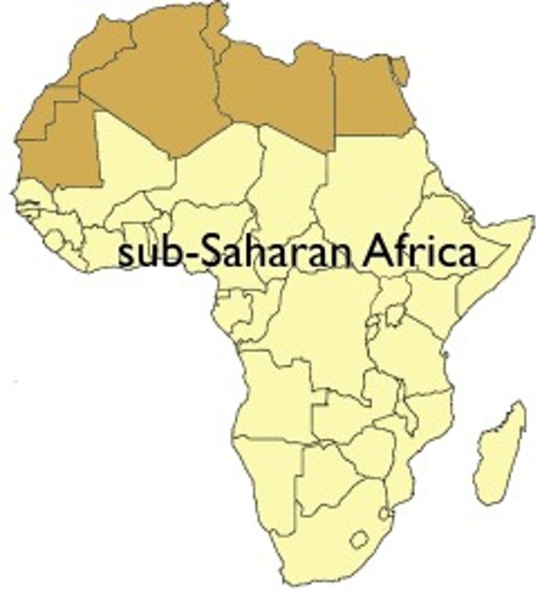 <p>from or forming part of the African regions south of the Sahara desert.</p><p>✷ Sub = underneath or lower</p>