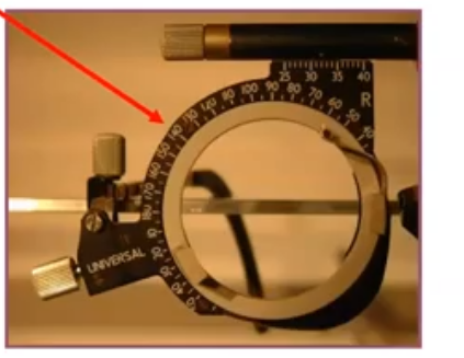 <p>trial frame axis notation</p>